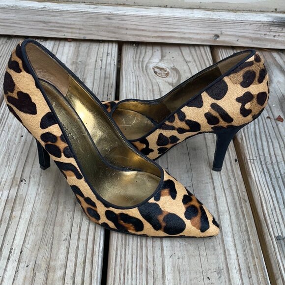 NINE WEST Madewell Cowhide Leopard Print Heels Size 4M - Picture 3 of 14
